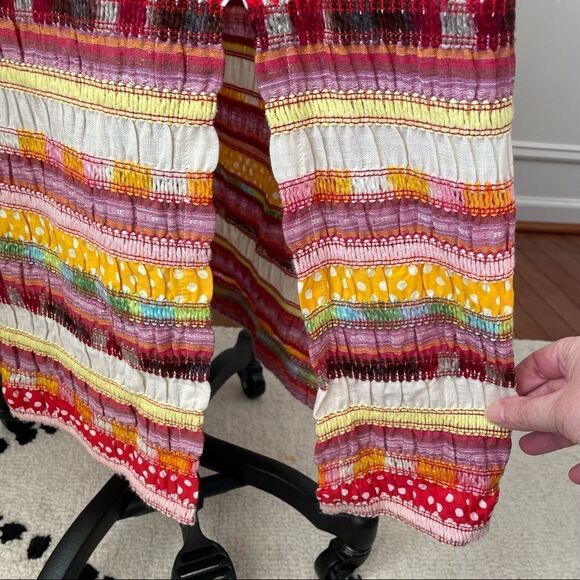 Vintage 70s F.A. Chatta Mixed Material Patchwork Stripe Maxi Skirt M - Picture 6 of 11